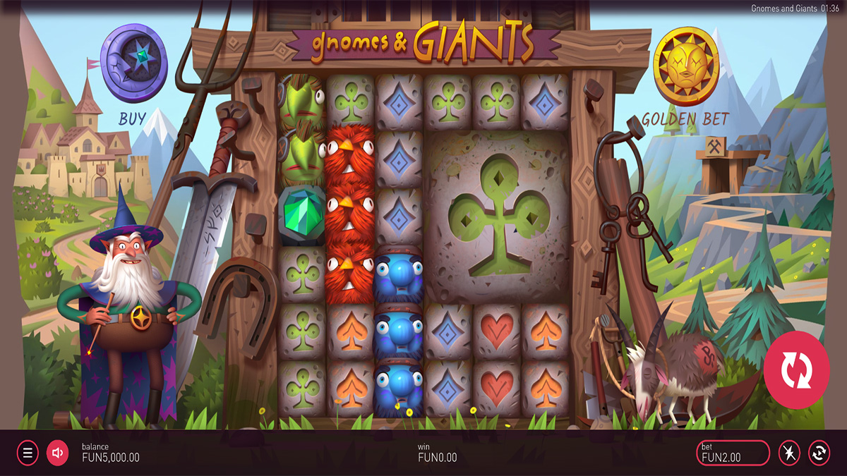 Gnomes and Gians slot by Peter and Sons, base game view